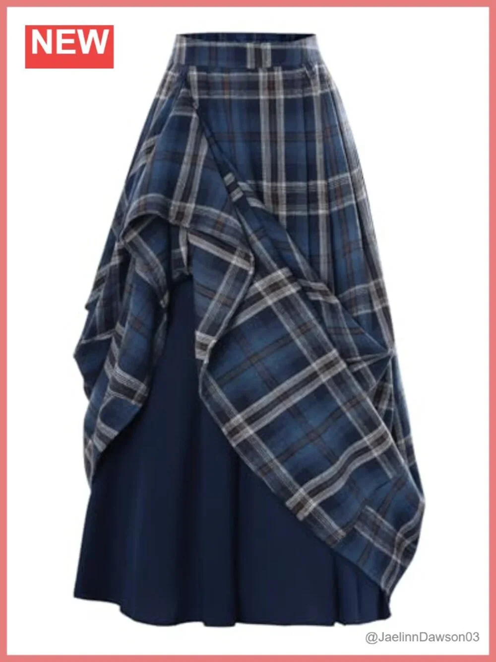 High Waist Plaid Layered Maxi Skirt with Pockets Two-Way Wear